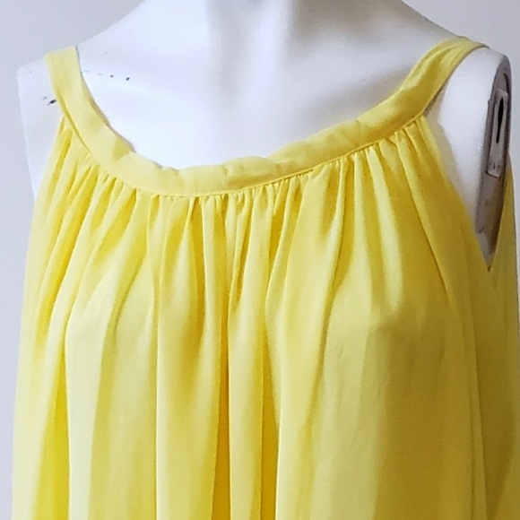 HANDMADE canary yellow flowy sleeveless grecian maxi dress size medium - Picture 7 of 7